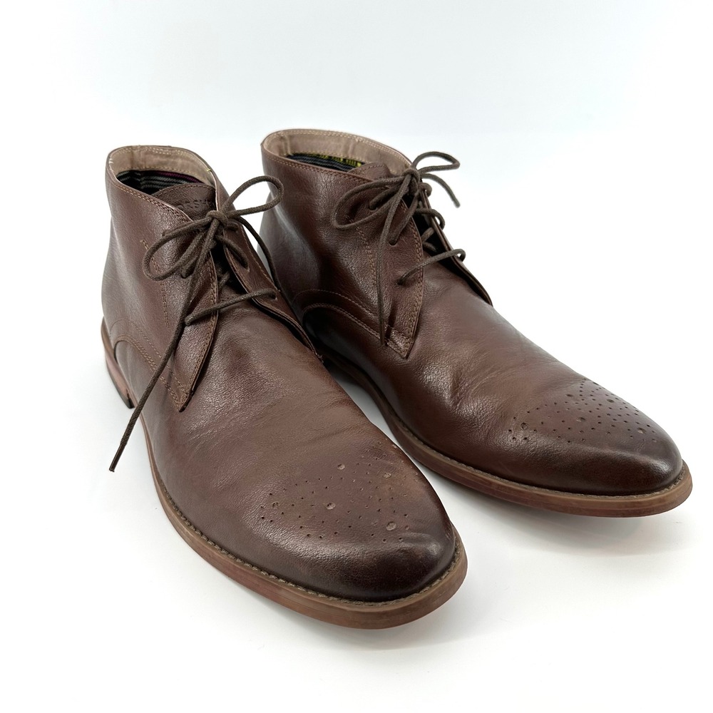 Florsheim Mens 15085-200 Brown Leather Medallion Toe Chukka Boots 10.5D